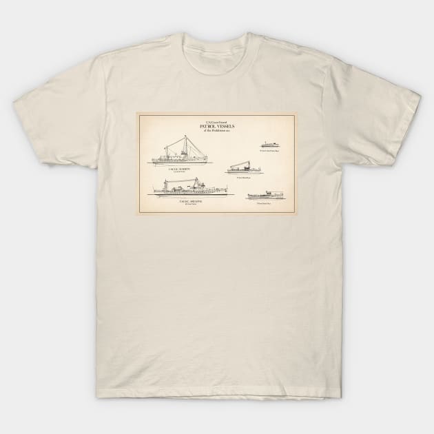 United States Coast Guard Patrol Vessels of the Prohibition Era - SD T-Shirt by SPJE Illustration Photography